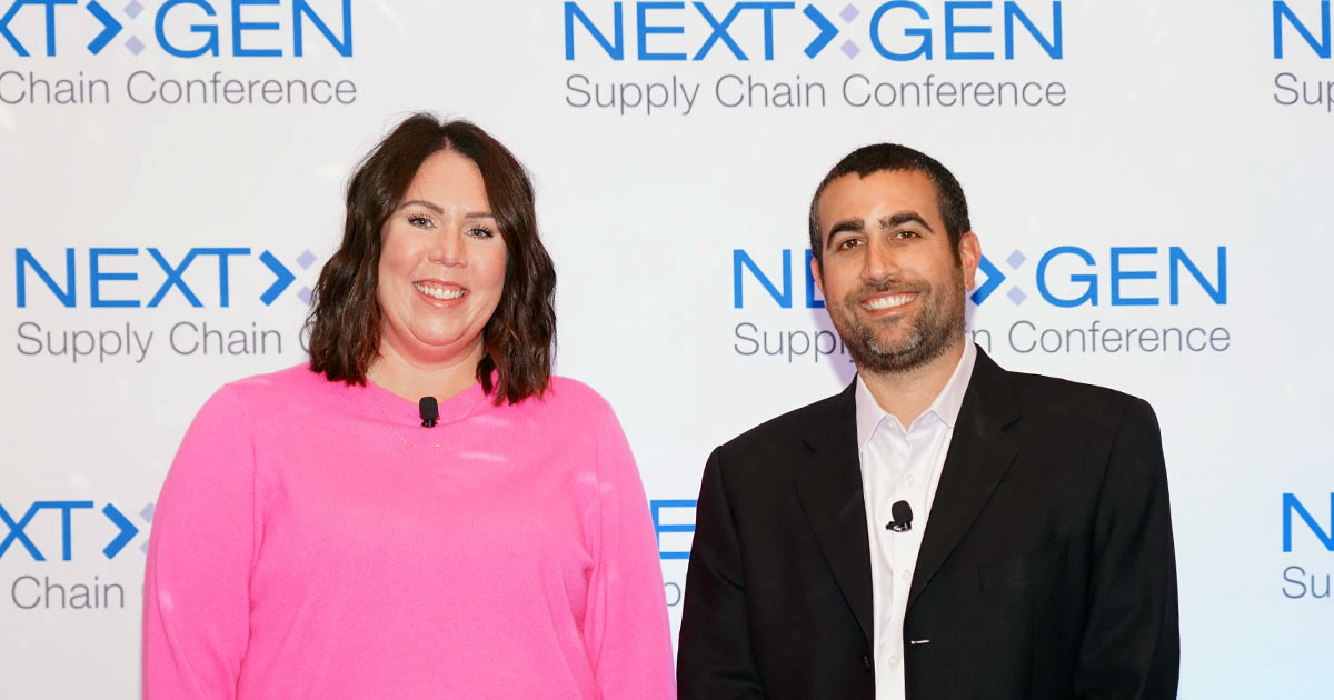 Medline’s Kate Slattery, vice president of real estate and construction, and Daniel Schwartz, vice president of engineering, at NextGen Supply Chain Conference