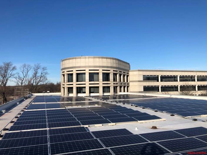 Medline Northfield campus with solar panels