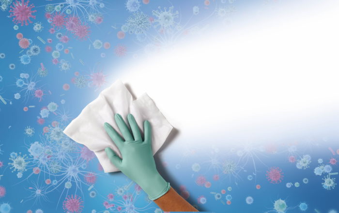 Glove wiping germs