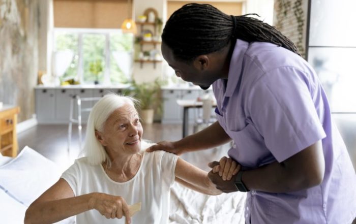 caregiver and elderly patient