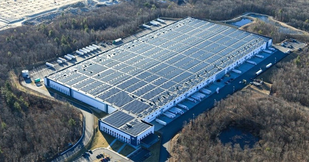 Solar panels at Medline Uxbridge, Massachusetts distribution site