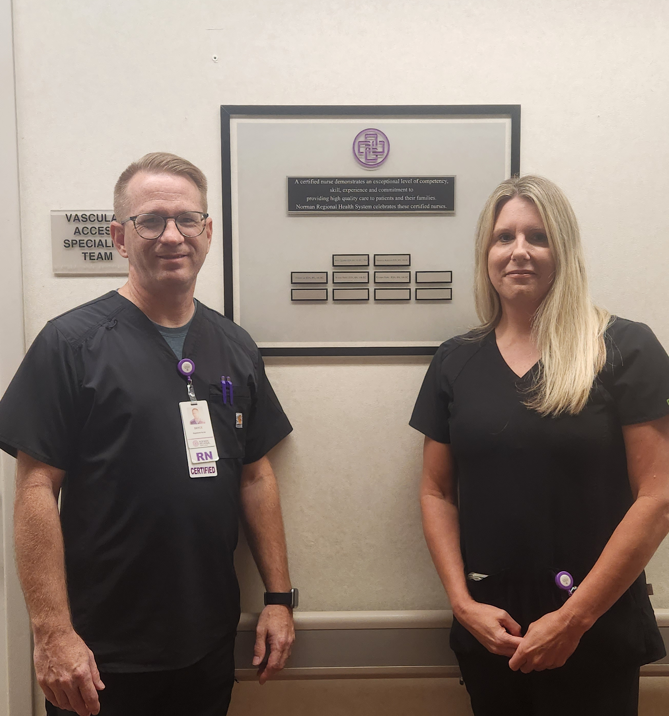 Bryce Petitt and Veronica Robbins, Norman Regional Health vascular access nurses
